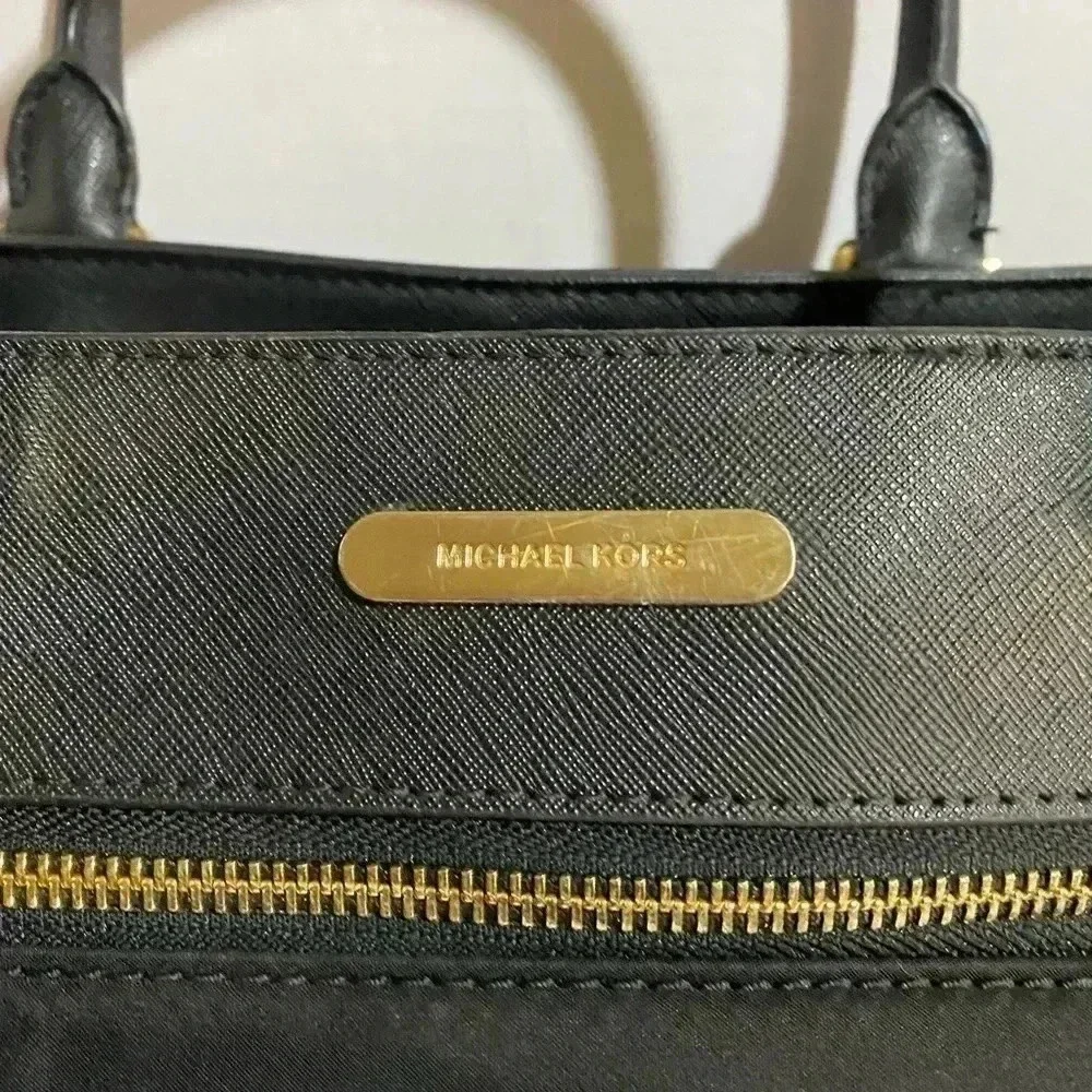 Michael kors Black nylon & saffiano leather satchel bag